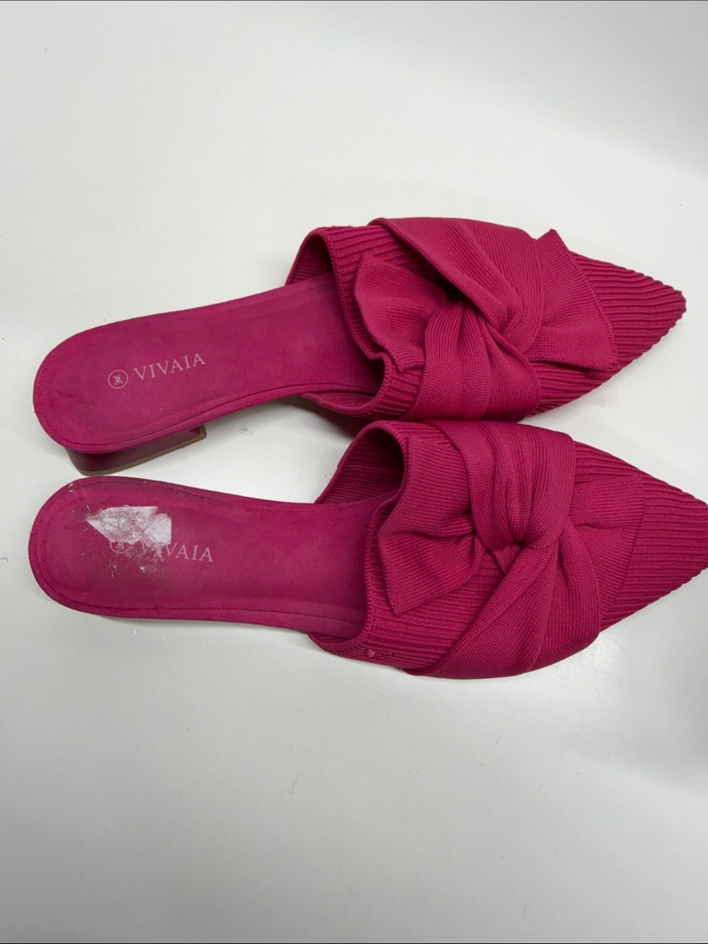 Vivaia Yaffa Pro Pointed Toe Knot Sandals Mules Slip On Kitten Heels Pink 10.5 - Picture 4 of 9